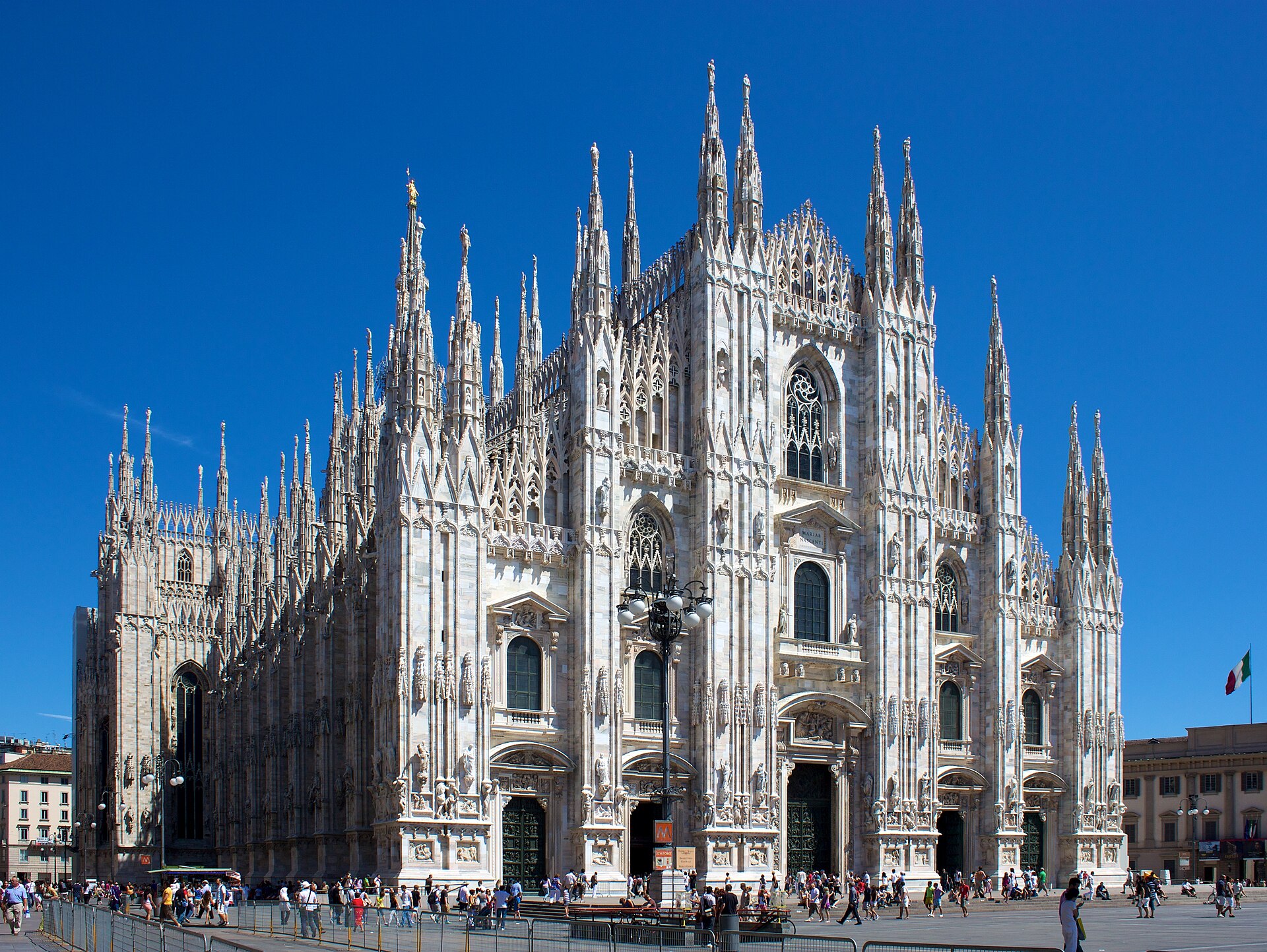 Milan Cathedral in daylight, seen from Piazza del Duomo