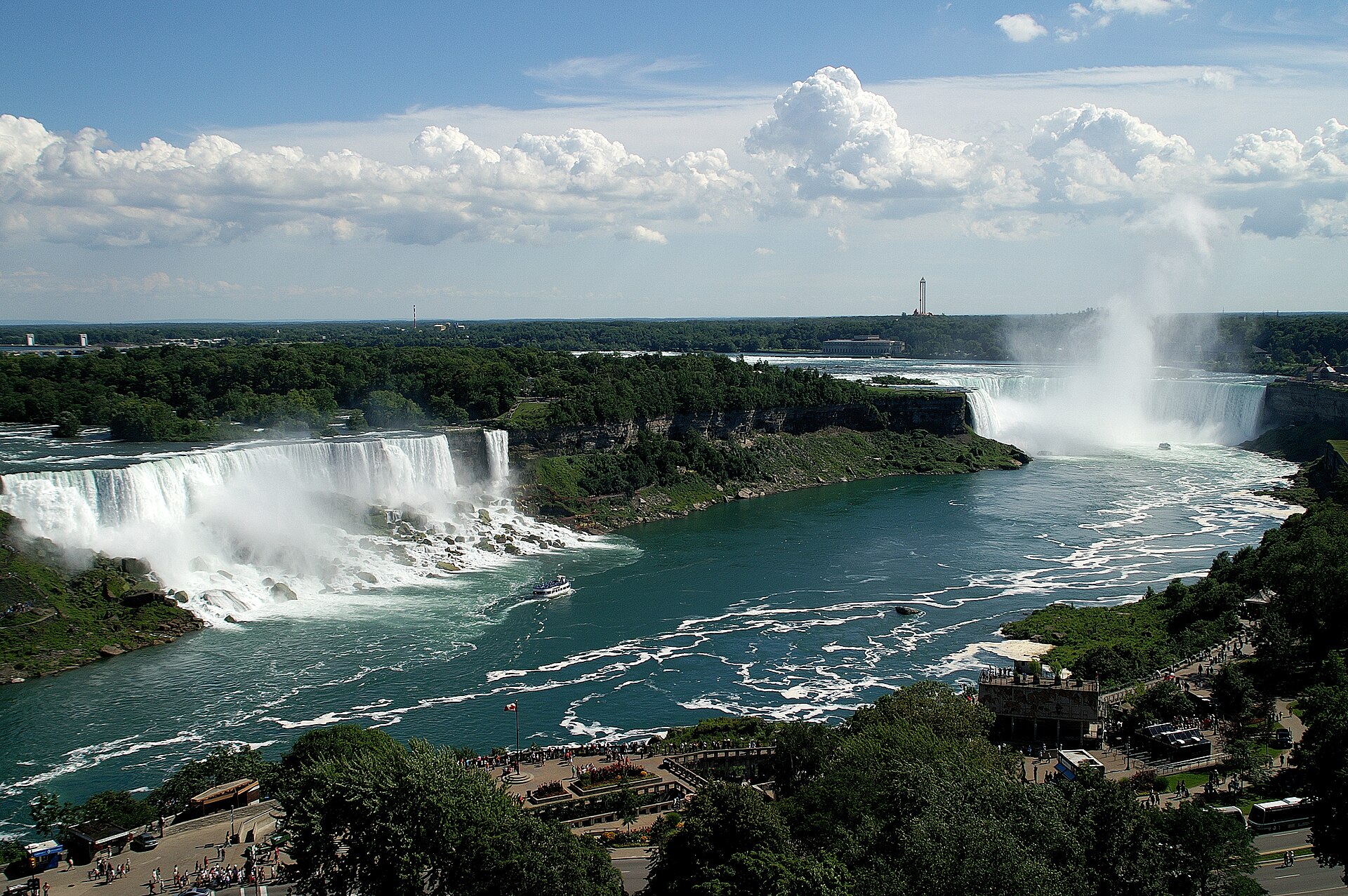 The three waterfalls of Niagara Falls in daylight