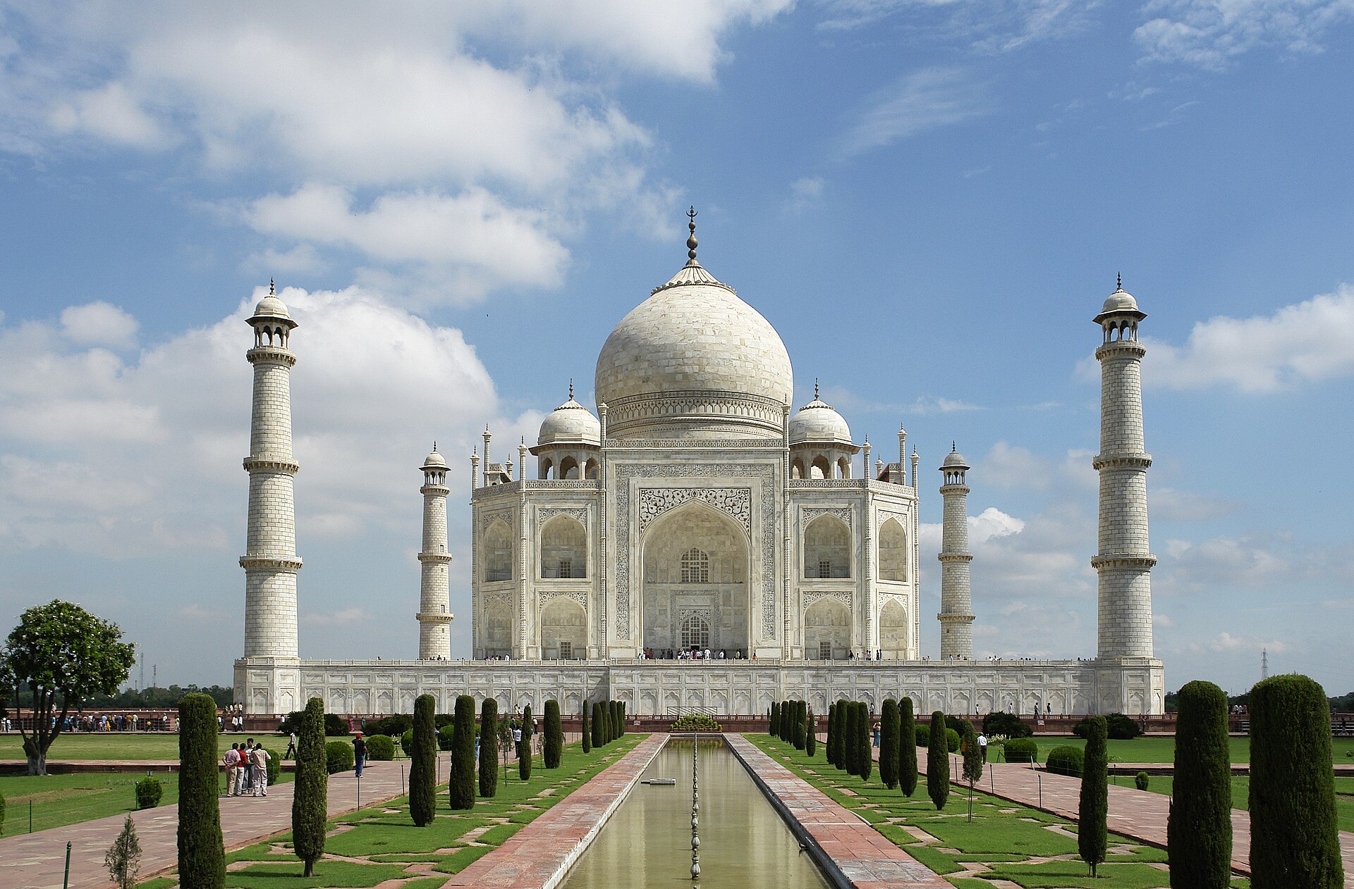 The Taj Mahal in Agra in daylight, seen from the front
